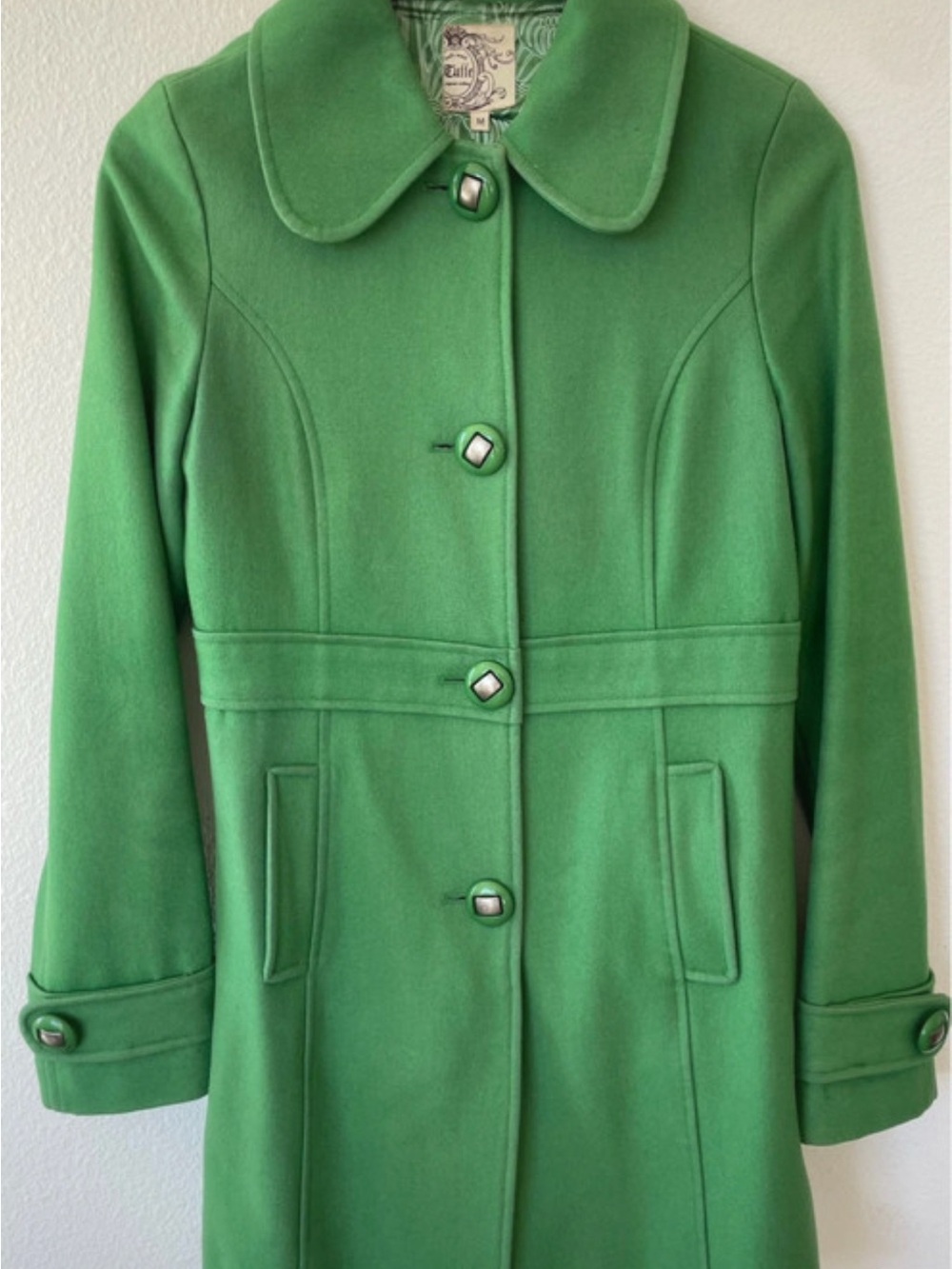 Tulle Kelly Green Wool Pea Coat